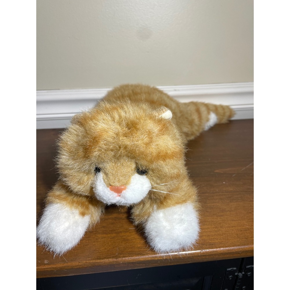 1987 TY Al E KAT orange Tabby Cat Plush Realistic Weighted Ginger Striped 20"